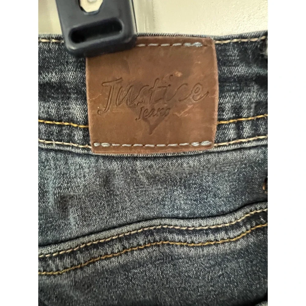 Justice Girls Simply Low Skinny Jeans Dark Wash Denim Rose Gold Hardware Size 7S
